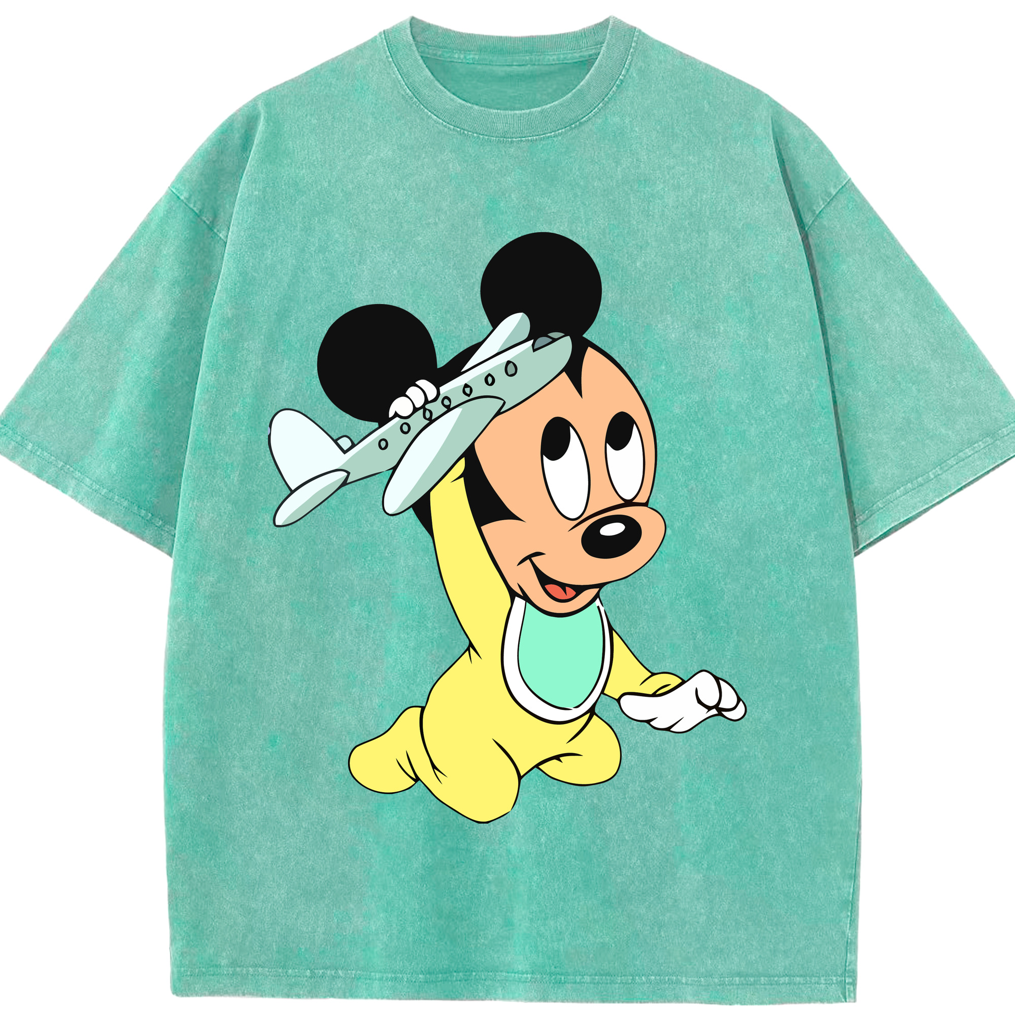 （画像用） ミッキーマウス Mickey Mouse 綿100% ヴィンテージ風 半袖Tシャツ（フロントプリント）